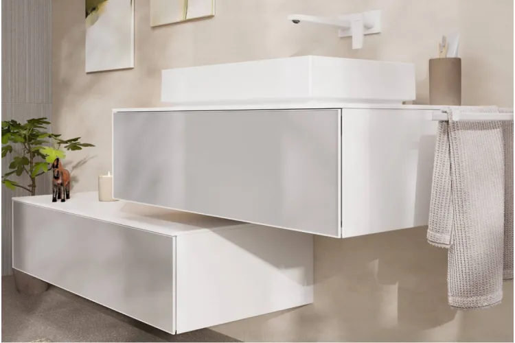 Тумба Xevolos E 1180/550 з 1 шухлядою та стільницею Matt White/Front Metallic White (54325320) зображення 2