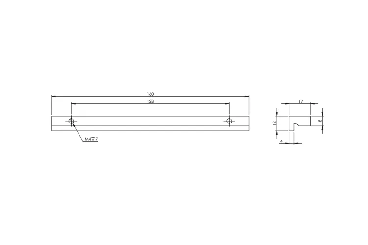 Ручка до серії Kwadro Plus 16 см хром L-160/R-128, 168367 зображення 3