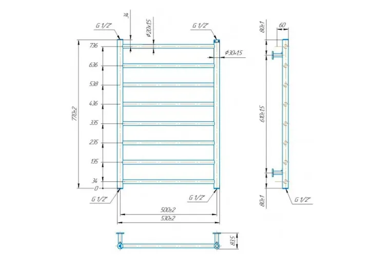 Рушникосушка INOX Флет 770х530/500 зображення 3