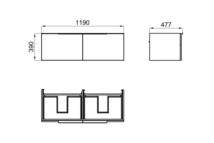 MARNE, Підвісний модуль 120 см на 2 тумбочки з доводчиком, ash cherry (100343948) зображення 2