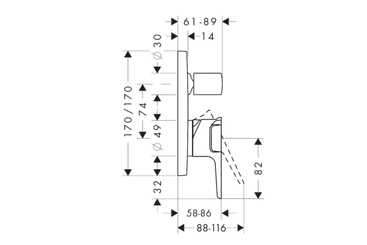 Змішувач Axor Citterio E прихованого монтажу ванна/душ, Brushed Black Chrome 36455340 image 2