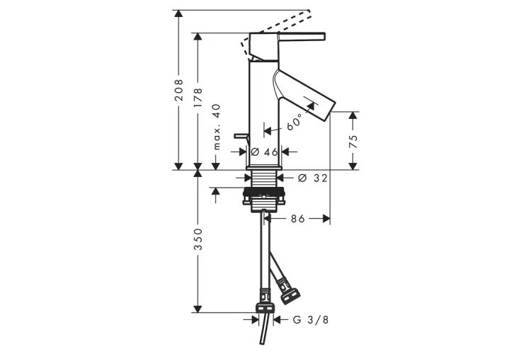 Змішувач Axor Starck 80 Lever для умивальника Chrome 10102000 image 2