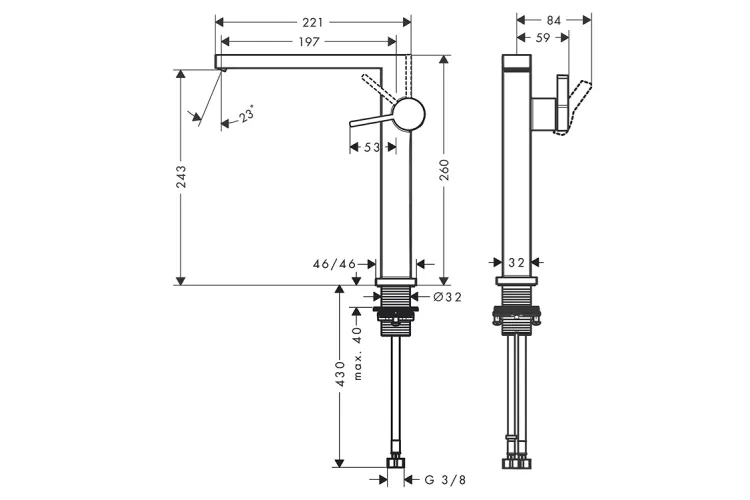 Змішувач Tecturis E 240 Fine CoolStart EcoSmart+ push-open для умивальника, Matt Black (73070670) зображення 2