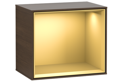FINION Модуль 418x356x270: цвет Walnut Veneer / полочка Gold Matt Lacquer + LED подсветка (G580HFGN)