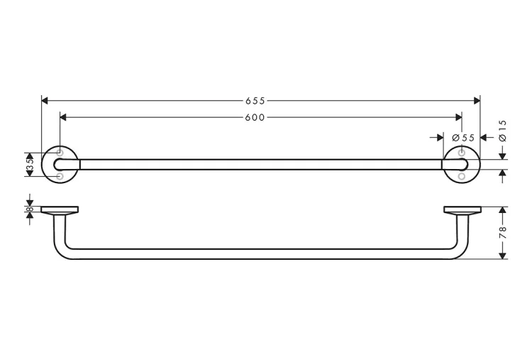 Рушникотримач 60.0 см одинарний, Brushed Black Chrome  (42860340) зображення 2