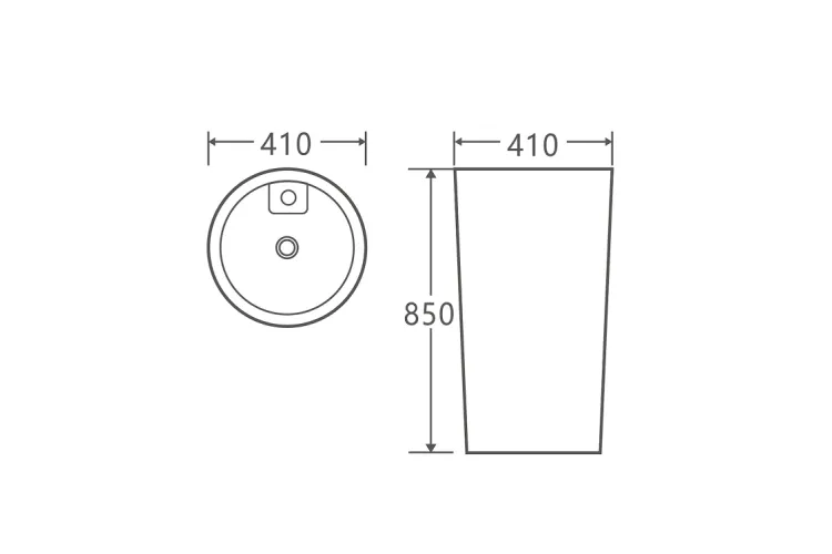RADILLO-BIA Умивальник вільностоячий з отвором під змішувач 41x41x82, glossy white зображення 6