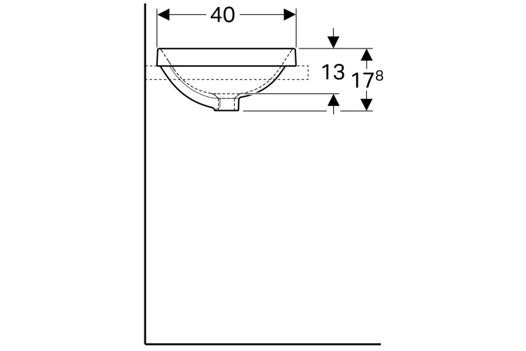 Умивальник VARIFORM 55 см прямокутний, врізний на стільницю, без отвору під змішувач, з переливом (500.737.01.2) зображення 2