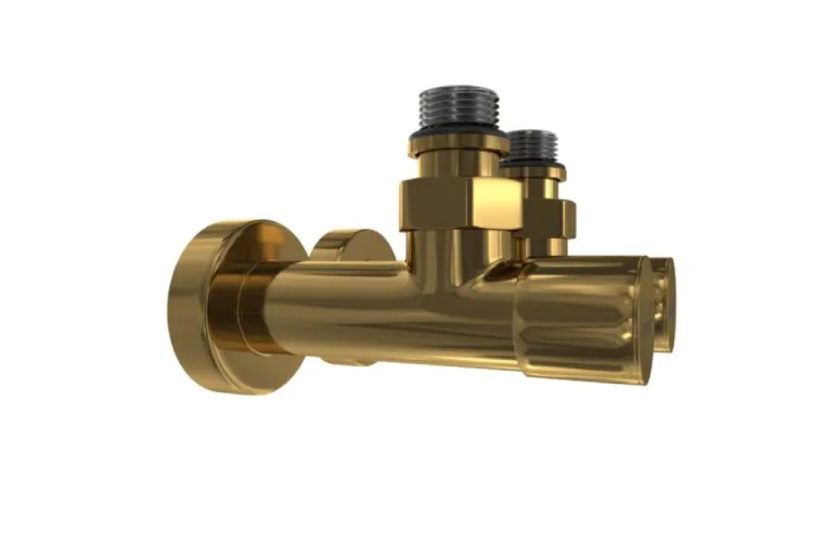 К-кт кутових круглих кранів для радіаторів 2 шт золото зображення 3