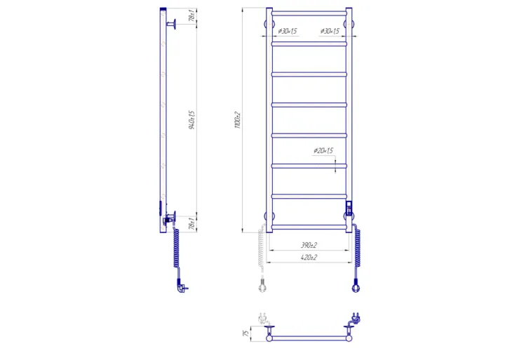 Рушникосушка ЕЛЕКТРИЧНА Класік F HP-I 1090х430/75 TR зображення 5