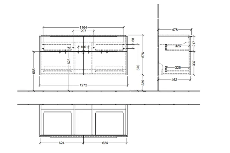 SUBWAY 3.0 Тумба під умивальник 127,2х57,6х46,2 см, Volcano Black (C60201VL) image 7