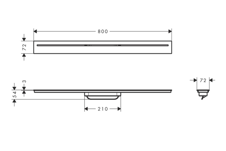 Верхня частина AXOR "Drain" для душового трапу 800 мм, Brushed Black Chrome (42521340) зображення 3