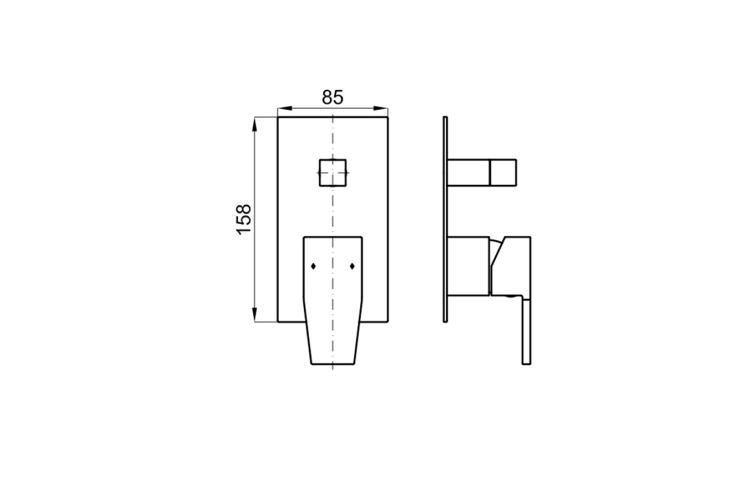 ACRO N Зовнішня частина вбудованого змішувача для ванни/душу, хром (100123912)  зображення 2