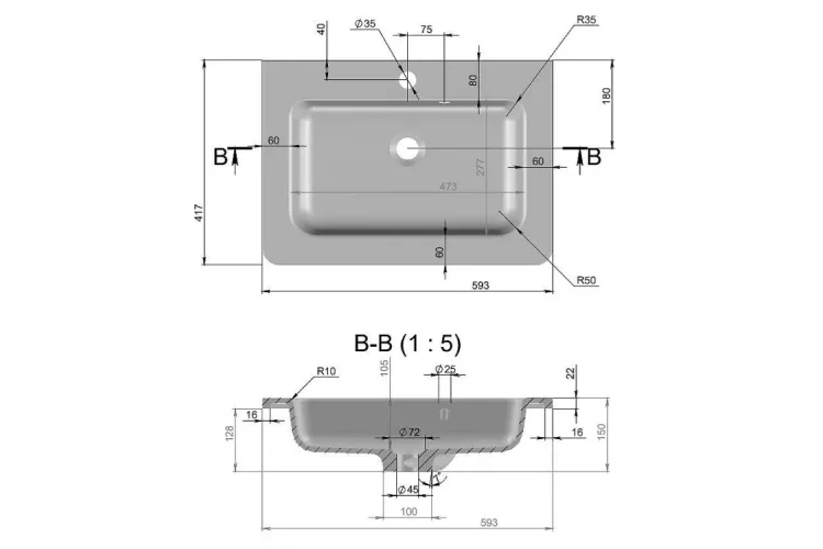 Тумба АКЦЕНТ ЛЮКС 60 см з умивальником Deep (консольна) біла матова зображення 5