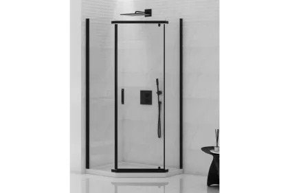 Душова кабіна п'ятикутна NEW KOMFORT BLACK 90x90x195 скло clear ACTIVE SHIELD 8мм
