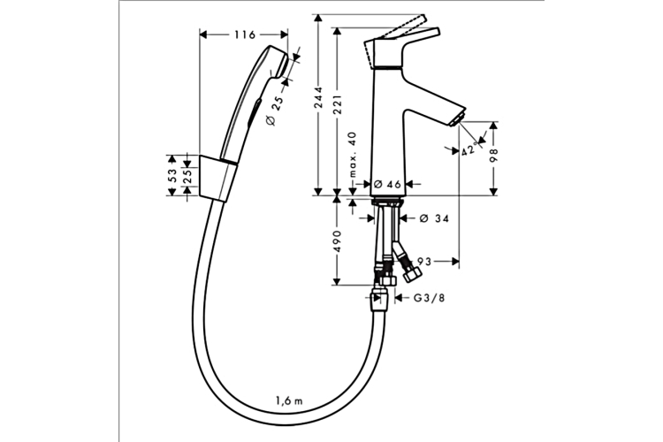 Змішувач Talis S 100 для умивальника з гігієнічною лійкою (72290000) image 2