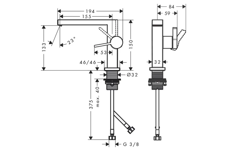 Змішувач Tecturis E 110 Fine CoolStart push-open для умивальника, Brushed Bronze (73024140) зображення 2