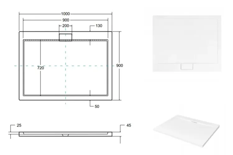 Піддон прямокутний AXIM 100х90 + сифон image 6