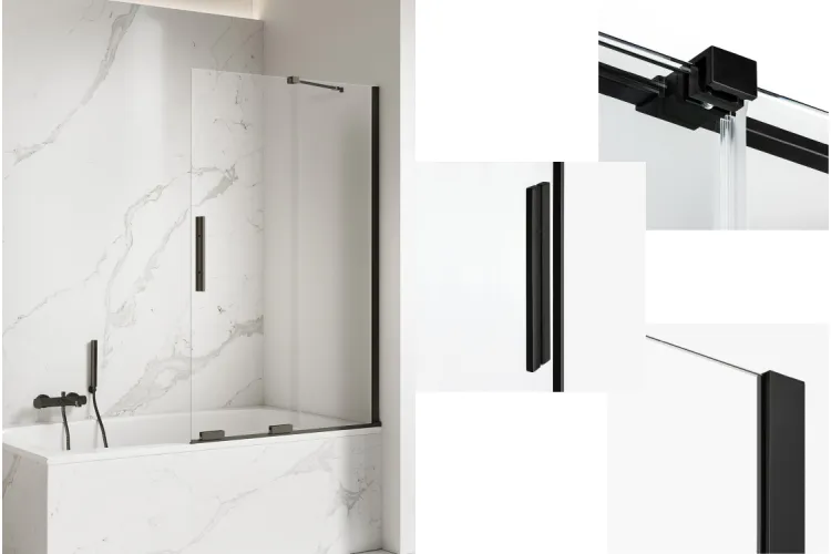 Шторка для ванни SMART BLACK 100x150 скло clear ACTIVE SHIELD 8mm image 1