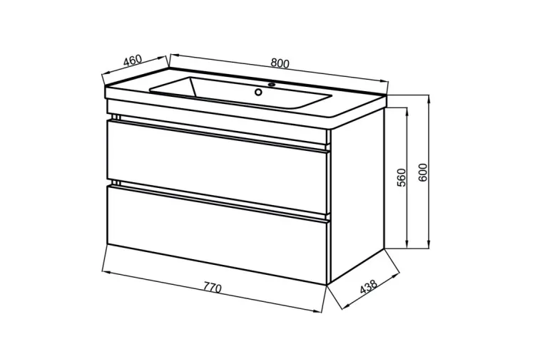 Тумба Монако 80 ТП-2 з УМИВАЛЬНИКОМ Болеро image 3