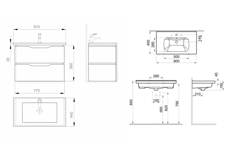 Тумба ALESSA AIR 80 біла з умивальником IDEA, 2F, MV0000872 зображення 4