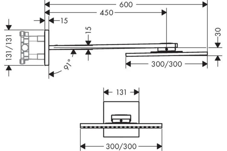 Верхній душ Axor 300х300 2jet P з тримачем, хром (35318000) image 6