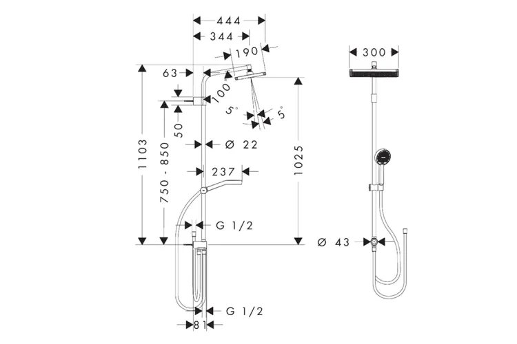 Душова система Activera Q 290/180 1jet EcoSmart Reno, Chrome (28757000)  зображення 3