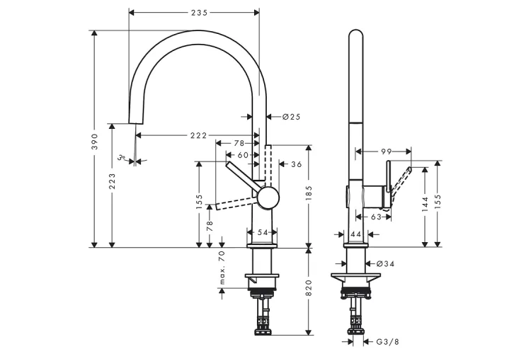 Змішувач Talis 220 кухонний, Brushed Black Chrome (72804340) image 2