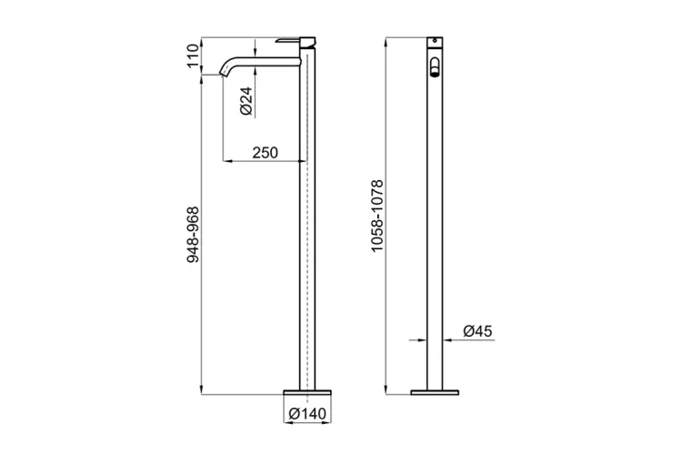 ROUND, Змішувач підлоговий для умивальника, brushed titanium (100355362) image 2