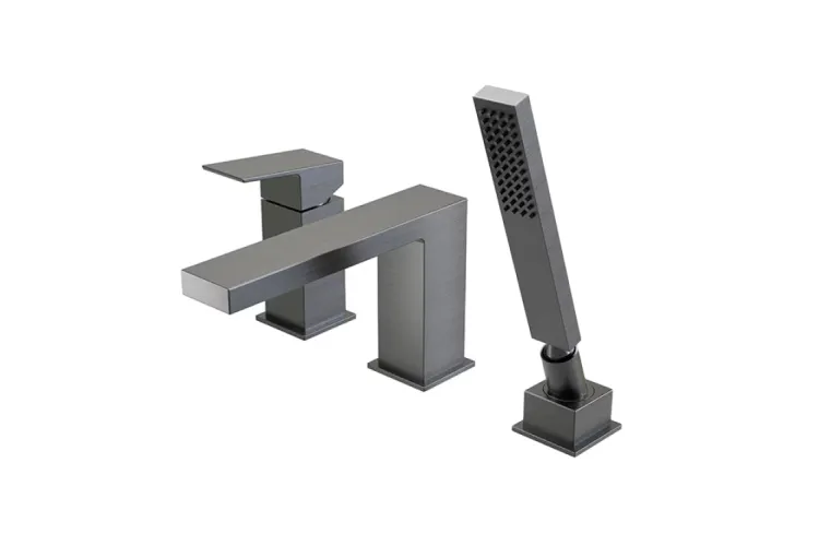 SQUARE, Зовн. частина врізного змішувача на борт ванни на 3 отвори, brushed titanium (100284660) зображення 1