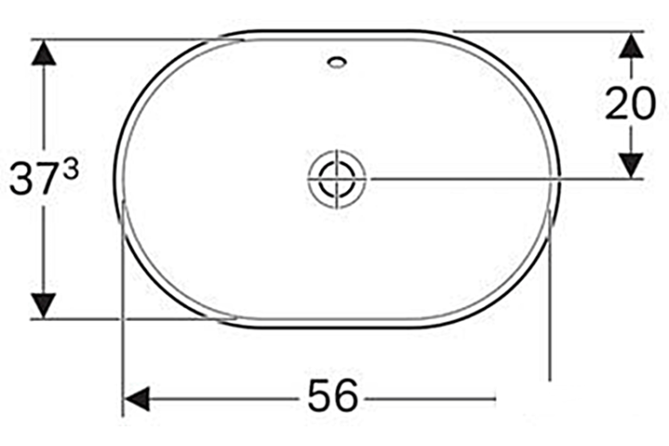 Умивальник VARIFORM 60 см овальний, врізний в стільницю, без отвору під змішувач, з переливом (500.729.01.2) зображення 2
