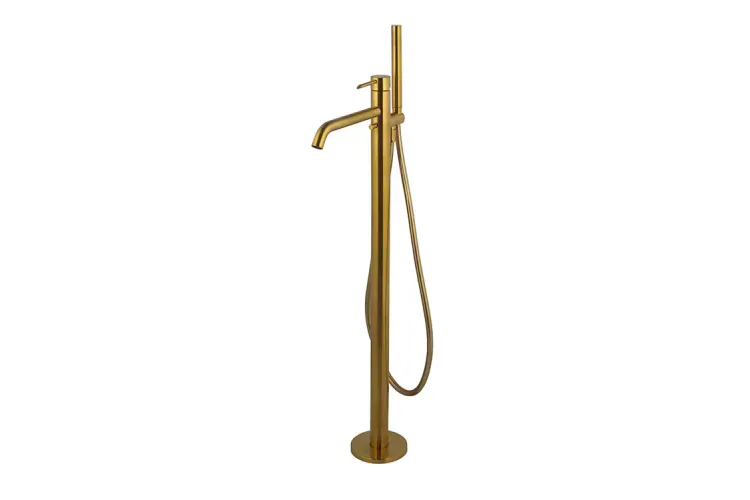 ROUND, Змішувач підлоговий для ванни, brushed gold (100339993) зображення 1