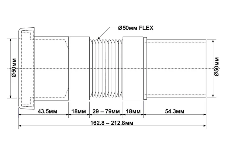 Труба розтяжна 50х50мм (L-162,8-212,8) MFLEX-50PF зображення 2