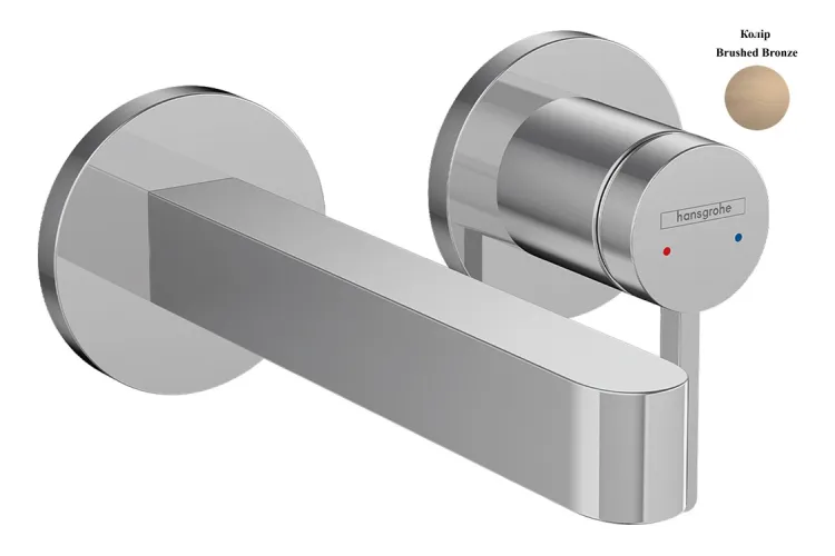 Змішувач Finoris 165 для умивальника зі стіни, Brushed Bronze (76051140) зображення 1