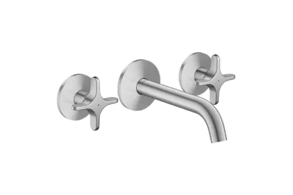 Змішувач AXOR One Cross 160 для умивальника зі стіни на 3 отвори Stainless Steel Optic  48130800