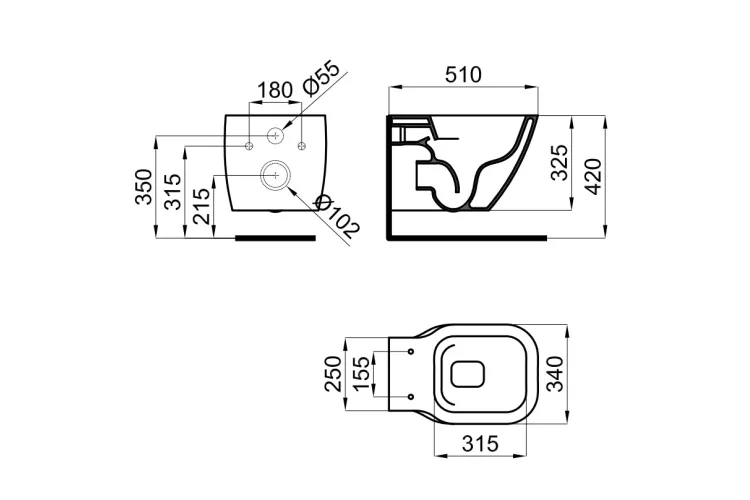 ESSENCE-C Унітаз підвісний COMPACT білий 510 мм з кріпленням (100229785) image 2