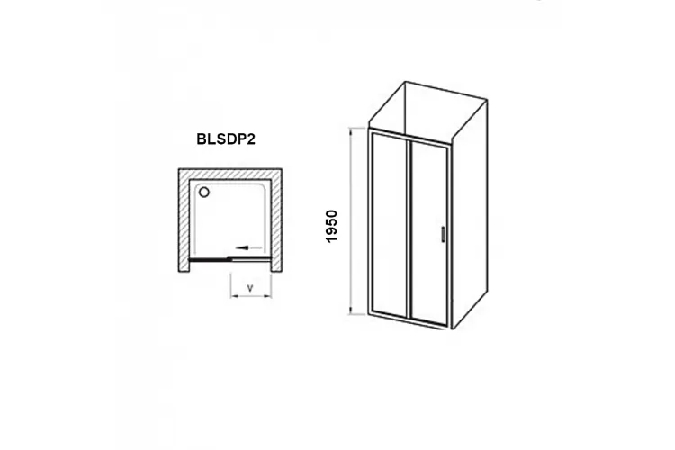 Душові двері BLSDP2-120 Полірований алюміній TRANSPARENT, X0PMG0C00Z1 зображення 2