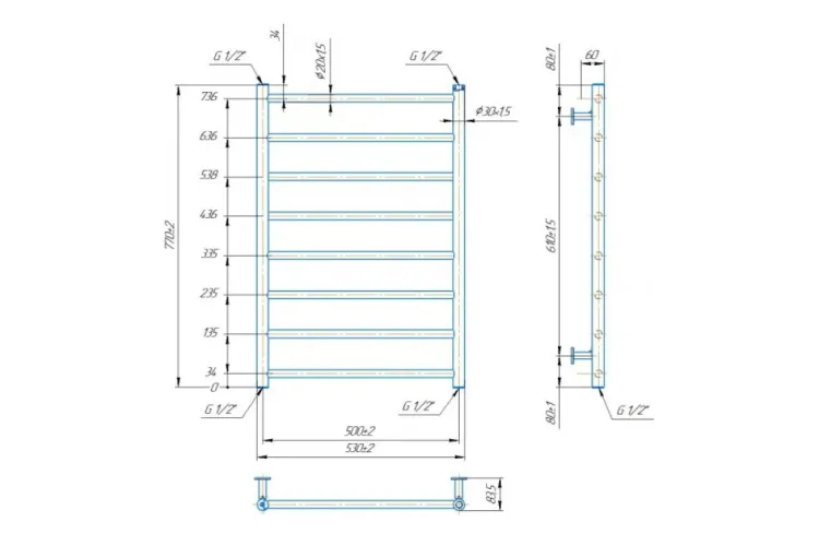 Рушникосушка INOX Флет 770х530/500 бронза зображення 2