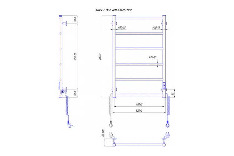 Рушникосушка Класік F HP-I 800х530/75 TR зображення 5