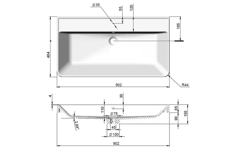 Умивальник Deep 90 см  image 5