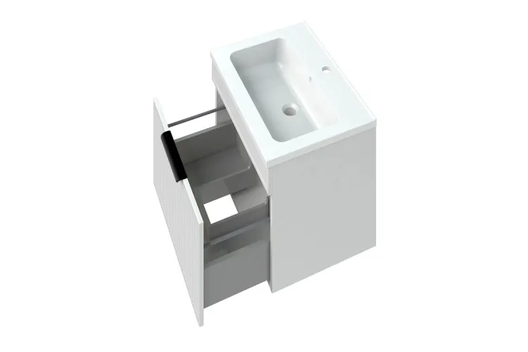 Тумба АДЕЛЬ біла з умивальником РОДЕО 60 підвісна (ручка чорна) зображення 2