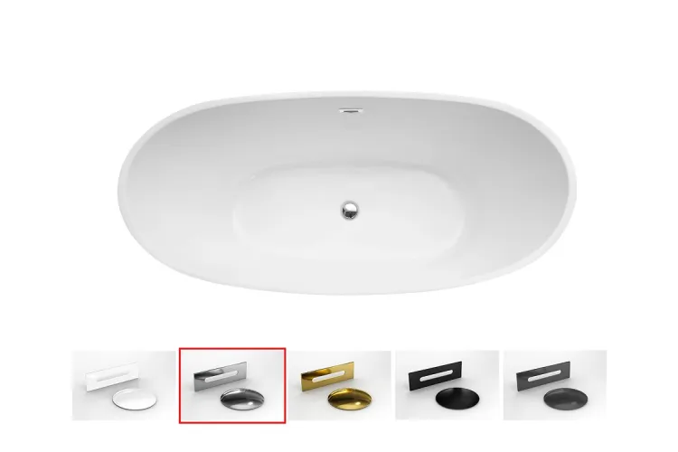 Ванна акрилова AYLA 170х80 з сифоном клік-клак хром зображення 3