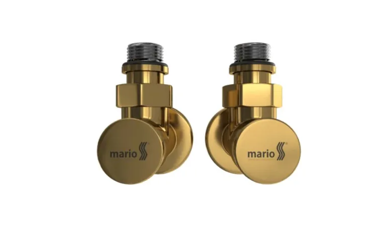 К-кт кутових круглих кранів для радіаторів 2 шт золото зображення 2