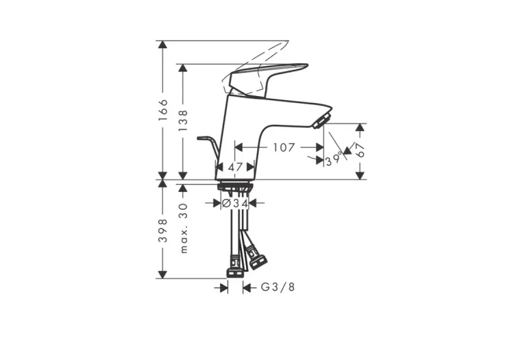 Змішувач Logis 70 CoolStart для умивальника, Matt Black (71072670) image 2