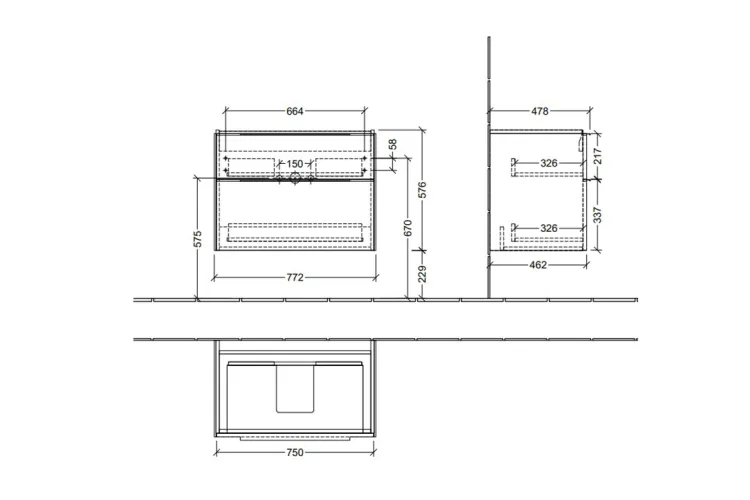 SUBWAY 3.0 Тумба під умивальник 772x576x478 мм Volcano Black (C57401VL) зображення 6