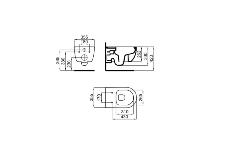 ACRO COMPACT, Унітаз підвісний 54 см, чорний матовий (100280847) image 3