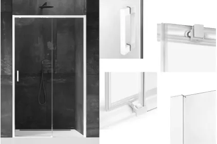 Двері для душу PRIME WHITE 130x200x200, прозоре скло ACTIVE SHIELD 6мм