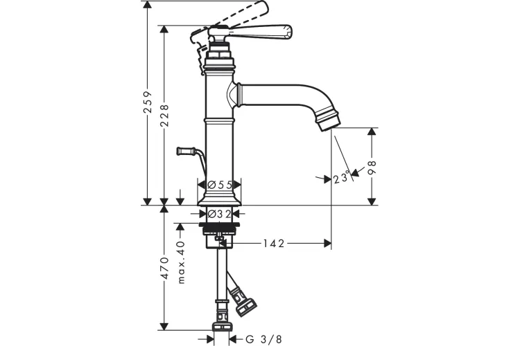 Змішувач Axor Montreux 100  для умивальника Lever, Brushed Black Chrome 16515340 зображення 3