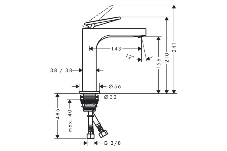 Змішувач Axor Citterio 160 Lever rhombic cut для умивальника з донним клапаном, Chrome 39081000 зображення 2