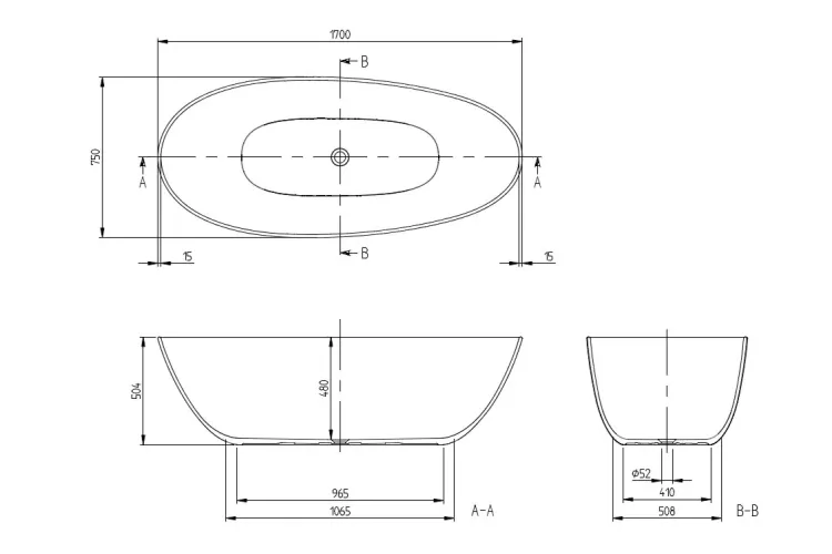 ANTAO Ванна окремостояча асиметрична 170x75, White Alpin (UBQ170TAO7V-01) image 5