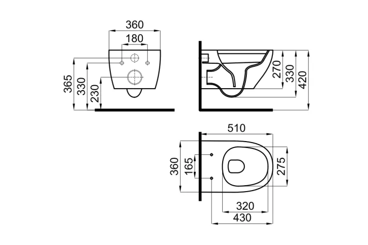 ARQUITECT, Унітаз підвісний 51 см, з кріпленням, white (100375645) зображення 2